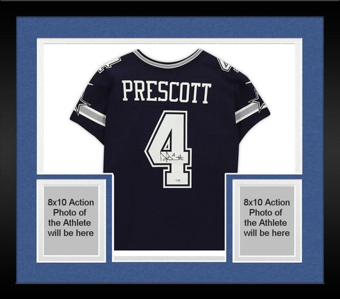 Framed Dak Prescott Dallas Cowboys Autographed Navy Nike Elite Jersey