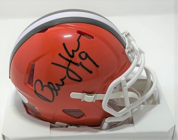 Browns BERNIE KOSAR Signed Riddell Throwback Speed Mini Helmet AUTO - JSA