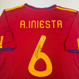 Autographed/Signed Andres Iniesta Spain Red World Cup Jersey Beckett BAS COA