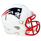 Julian Edelman New England Patriots Signed Riddell Flat White Mini Helmet JSA
