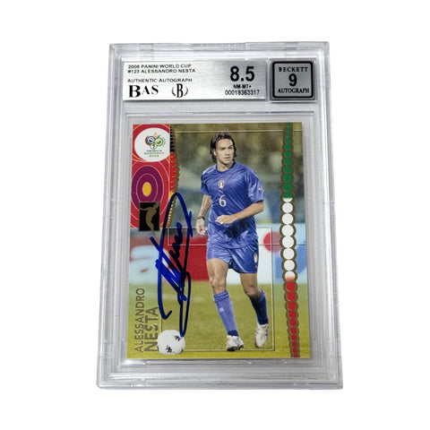 Alessandro Nesta Signed 2006 Panini World Cup Italy - BGS 8.5 AUTO 9