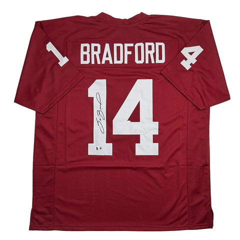Autographed/Signed Sam Bradford Oklahoma Red College Jersey Beckett BAS COA