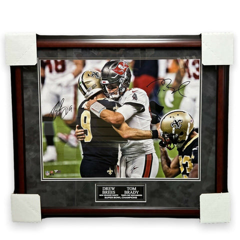 Tom Brady & Drew Brees Signed Photo Custom Framed to 20x24 Fanatics