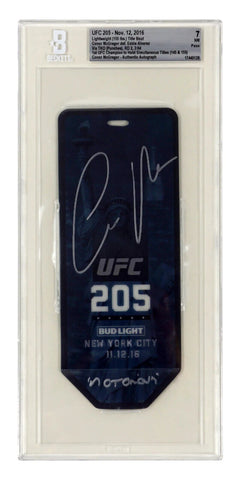 Conor McGregor Signed 2016 UFC Title Fight vs Alvarez Inscribed Ticket - BGS 7