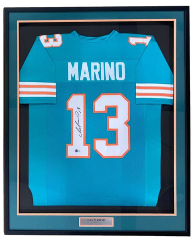 Dan Marino Miami Signed Framed Custom Teal Football Jersey BAS