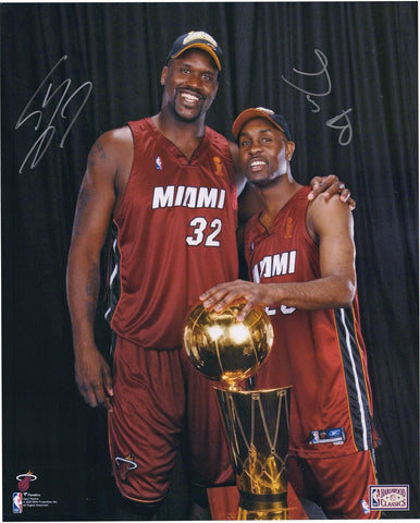 Gary Payton & Shaquille O'Neal Heat Signed 16x20 2006 NBA Champ Trophy Photo