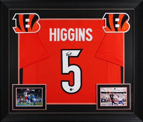 Tee Higgins Authentic Signed Orange Pro Style Framed Jersey BAS Witnessed 2