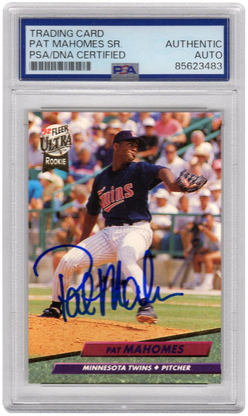 Pat (Patrick) Mahomes Sr. Signed Twins 1992 Fleer Ultra Rookie Card #398 - (PSA)