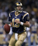 Kurt Warner Signed St. Louis Rams 35x43 Framed Jersey (Beckett) Super Bowl XXXIV