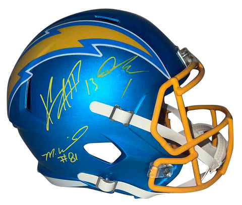 KEENAN ALLEN MIKE WILLIAMS QUENTIN JOHNSTON SIGNED CHARGERS F/S FLASH HELMET