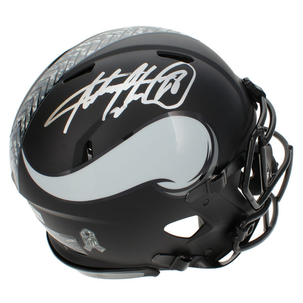 Adrian Peterson Autographed Vikings 2026 Salute to Service Speed Helmet Beckett