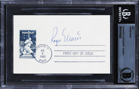 Yankees Roger Maris Authentic Signed 3x5 Index Card Auto Mint 9! BAS Slabbed