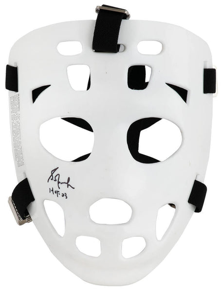 Grant Fuhr Signed White T/B Hockey Goalie Mask With Black Straps w/HOF -(SS COA)