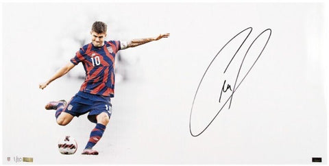 CHRISTIAN PULISIC Autographed "Stars and Stripes" 14" x 28" Photo PANINI LE 110