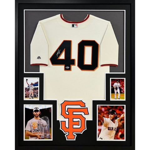 Madison Bumgarner Autographed Signed Framed Giants 4P Jersey PSA/DNA