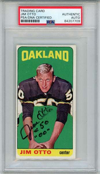 Jim Otto Autographed 1965 Topps Super #145 Trading Card PSA Slab 43822