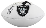Raiders Ashton Jeanty Signed Franklin White Panel Logo Football W/ Case BAS Wit