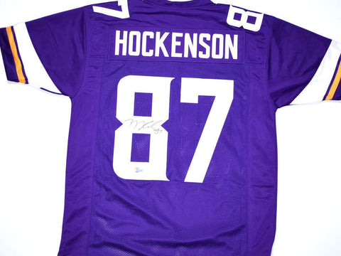 TJ Hockenson Autographed Purple Pro Style Jersey - Beckett W Hologram *Black