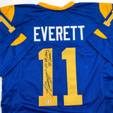 Autographed/Signed Jim Everett Los Angeles LA Blue Jersey Beckett BAS COA