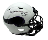 Randy Moss HOF Signed/Inscr Vikings Full Size Replica Lunar Helmet JSA 166404