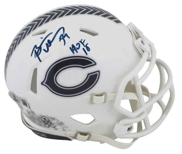 Bears Brian Urlacher "HOF 18" Signed STS III Speed Mini Helmet BAS Witnessed