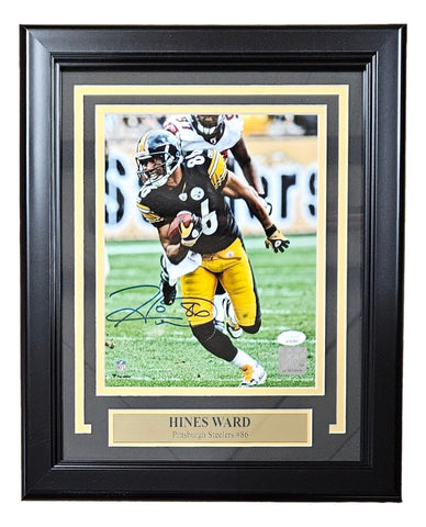 Hines Ward Signed Framed 8x10 Pittsburgh Steelers Photo JSA Hologram