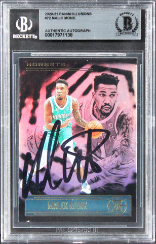 Hornets Malik Monk Authentic Signed 2020 Panini Illusions #72 Card BAS Slabbed