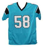 Thomas Davis Autographed/Signed Pro Style Blue XL Jersey Beckett 40165