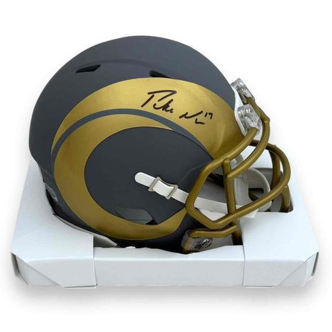Puka Nacua Autographed Signed Los Angeles Rams Slate Mini Helmet - Fanatics