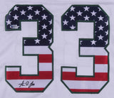 Aaron Jones Signed Packers American Flag Jersey (Beckett) Green Bay 2017 Pick RB