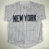 Autographed/Signed GLEYBER TORRES New York Pinstripe Baseball Jersey Beckett COA