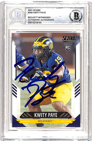 Kwity Paye Autographed Score 2021 #346 Trading Card Slabbed Beckett 38927