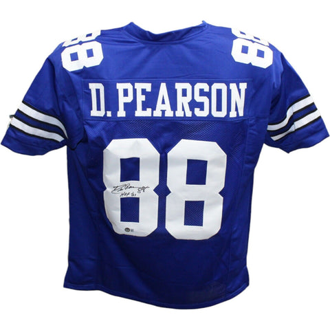 Drew Pearson Autographed/Signed Pro Style Blue Jersey HOF Beckett 42615