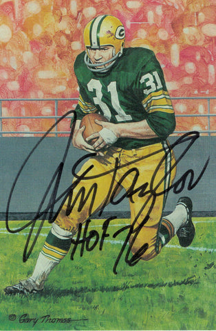 Jim Taylor Autographed Green Bay Packers Goal Line Art Card HOF Black JSA 13461