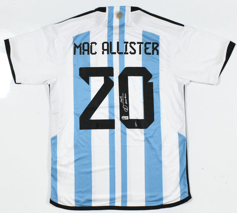 Alexis Mac Allister Autographed Argentina Home Soccer Jersey #20-Beckett Holo*XL