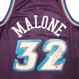 JAZZ KARL MALONE AUTOGRAPHED PURPLE & TEAL AUTHENTIC M&N JERSEY L BECKETT 211884