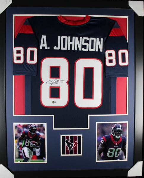 ANDRE JOHNSON (Texans navy TOWER) Signed Autographed Framed Jersey Beckett