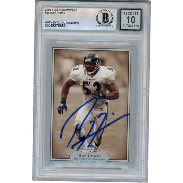 Ray Lewis Autographed 2003 Fleer Showcase #54 Trading Card Beckett 52987