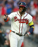 Ronald Acuna Jr Signed Atlanta Braves 35"x 43" Framed Signed Jersey 2023 N.L MVP