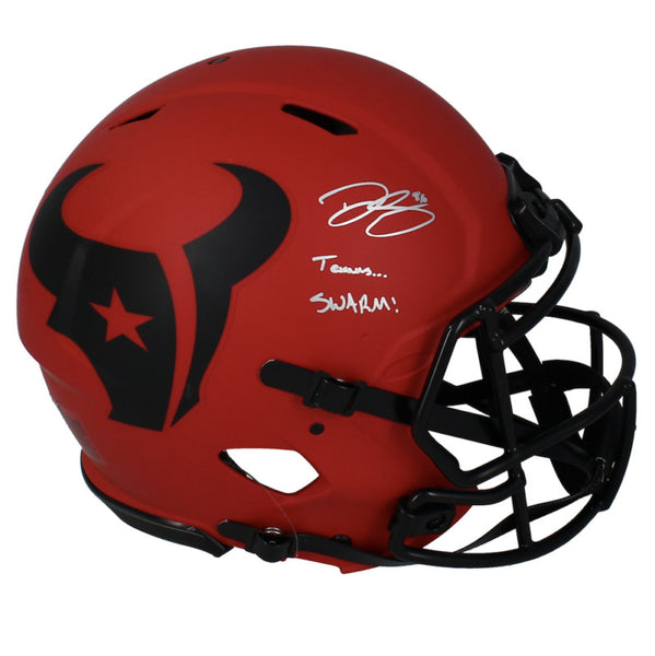 Dalton Schultz Autographed "Texans Swarm!" Rave Authentic Speed Helmet Beckett