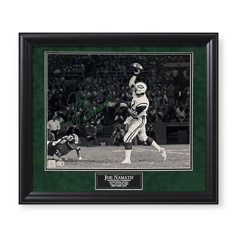 Joe Namath Signed Autographed 16x20 Photograph Framed to 23x27 Beckett