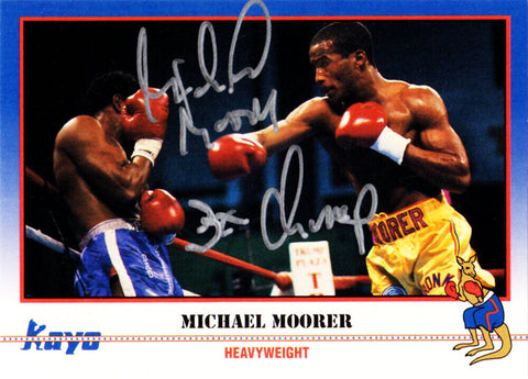 Michael Moorer Autographed 1991 Kayo Boxing Card #207 w/3x Champ - SS COA