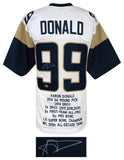 Aaron Donald Signed White Custom Embroidered Stat Football Jersey -(BECKETT COA)