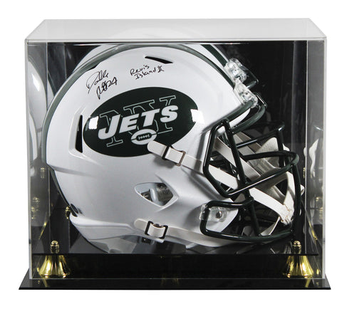 Jets Darrelle Revis Signed 98-18 TB F/S Speed Rep Helmet W/ Case BAS Witness