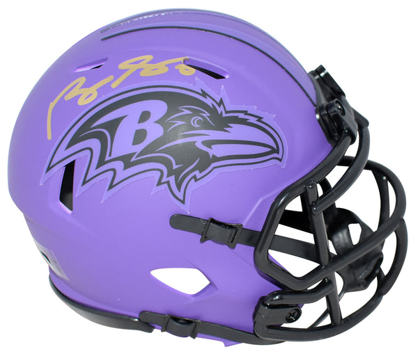 ROQUAN SMITH SIGNED BALTIMORE RAVENS RAVE SPEED MINI HELMET BECKETT