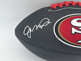 Joe Montana Autographed 49ers Black Logo Football Beckett Witness #WA82205