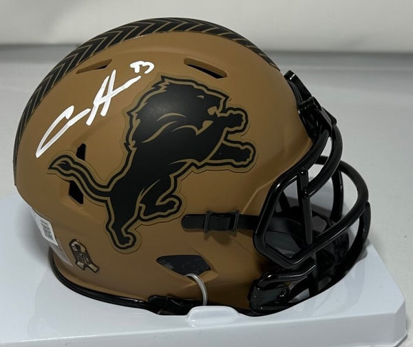 Lions AIDAN HUTCHINSON Signed Riddell 2023 SALUTE Speed Mini Helmet AUTO - BAS