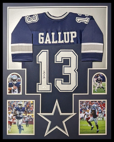 FRAMED DALLAS COWBOYS MICHAEL GALLUP AUTOGRAPHED SIGNED JERSEY JSA COA