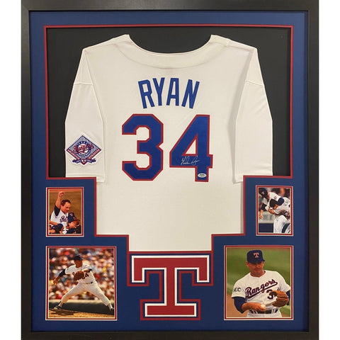 Nolan Ryan Autographed Signed Framed Texas Rangers Jersey PSA/DNA