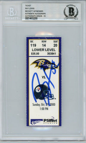 Ray Lewis Signed Baltimore Ravens Ticket 10/29/00 vs Steelers BAS Slab 39463